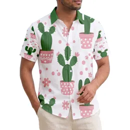Potted Cacti Tropical Flowers Home Decor Gift for Cactus Lover Hawaiian Shirt