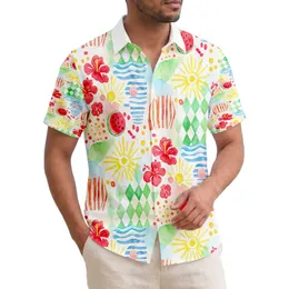 Sunburst Starfish Hibiscus Lattice Waves Fruit Slices - Coastal Home Decor Gift Hawaiian Shirt