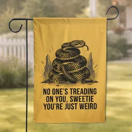 Coiled Rattlesnake 'No One's Treading On You' Quote - Funny Sarcastic Home Decor Gift Garden Flag