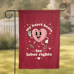 Pink Heart Peace Sign Labor Rights - Worker Rights Advocacy Gift for Activists Garden Flag