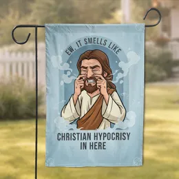 Disgusted Jesus with Pinched Nose Christian Hypocrisy - Bold Statement Home Decor Gift Garden Flag
