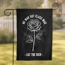 Rose Class War Eat The Rich - Protest Statement Decor for Activists Garden Flag