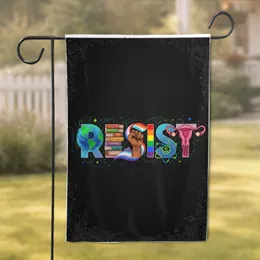 Resist Earth Progress Pride Fist Uterus - Activist Home Decor Gift for Advocates Garden Flag
