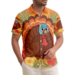 Cartoon Turkey Hibiscus Palm Tropical Sunset - Vacation Beach Lover Gift Hawaiian Shirt
