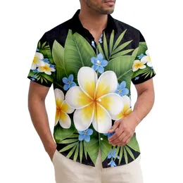 White Plumeria Tropical Flowers Blue Blossoms Green Leaves - Home Decor Gift Hawaiian Shirt
