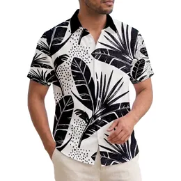 Black Tropical Palm Banana Leaf Foliage - Tropical Vacation Gift for Travelers Hawaiian Shirt