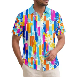 Tropical Foliage Blocks Water Shimmer Paint Strokes Cutout Layers - Home Decor Gift Hawaiian Shirt