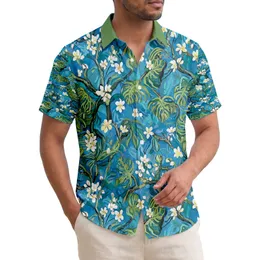 Almond Blossoms Monstera Plumeria Azure Sky - Tropical Decor Home Gift Hawaiian Shirt