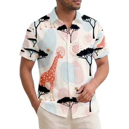 Black Silhouette Acacia Giraffes Wireframe Hot Air Balloons - Home Decor Gift Hawaiian Shirt