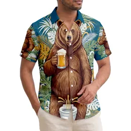 Brown Bear Toilet Beer Mug Tropical Scene - Novelty Gift for Beer Lovers Hawaiian Shirt