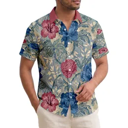 Tropical Foliage Blue Roses Hibiscus Peonies Vines Botanical Accents - Home Decor Gift Hawaiian Shirt