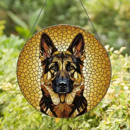 German Shepherd Dog Head Alert Gaze Upright Ears - Home Decor Gift for Dog Lover Stained Glass Suncatcher