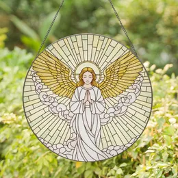 Praying Angel Golden Wings Halo Celestial Clouds - Spiritual Home Decor Gift Stained Glass Suncatcher