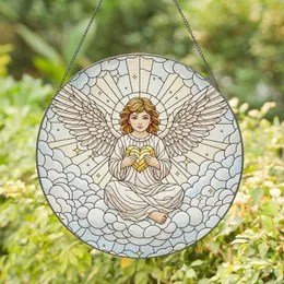 Cherubic Angel Golden Heart Celestial Cloud - Home Decor Gift for Angel Lover Stained Glass Suncatcher