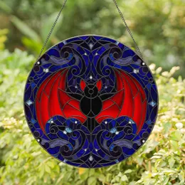 Black Body Red Wing Bat Gothic Night Sky Stars - Gothic Home Decor Gift for Bat Lover Stained Glass Suncatcher
