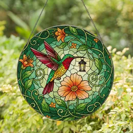 Hummingbird Black Lantern Stained Glass - Home Decor Gift for Wildlife Lover Stained Glass Suncatcher