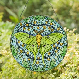 Luna Moth Swirling Vine Botanical Stars - Home Decor Gift for Moth Lover Stained Glass Suncatcher