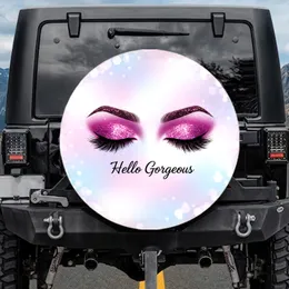 Feminine Eyes Glitter Eyelashes Holographic Gradient - Beauty Lover Gift for Her Spare Tire Cover