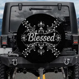 Blessed Crystal Rhinestone Script Sparkling Flourishes - Luxury Lifestyle Gift Spare Tire Cover