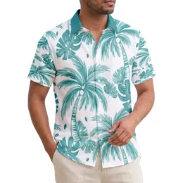 Tropical Palm Trees Flowing Fronds Abstract Leaves White Background - Home Decor Gift Hawaiian Shirt