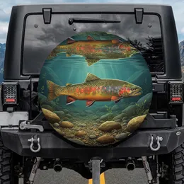 Brook Trout River Rocks Gravel Water Reflection - Fishing Outdoorsman Gift Spare Tire Cover