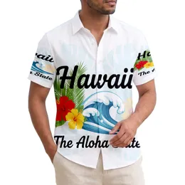 Lush Palm Hibiscus Ocean Wave Hawaii Aloha State - Island Getaway Gift Hawaiian Shirt
