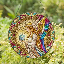 Angelic Figure Glass Orb Ornate Frame - Home Decor Gift Stained Glass Suncatcher