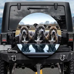 Pitbull Dogs Car Interior Landscape - Dog Lover Auto Decor Gift Spare Tire Cover