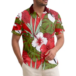 Red Hibiscus Anthurium Monstera Floral - Island Lifestyle Gift for Tropical Lovers Hawaiian Shirt