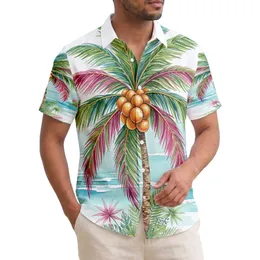 Coconut Palm Tree Tropical Fronds Coconuts Beach Water Waves Island - Summer Getaway Gift Hawaiian Shirt