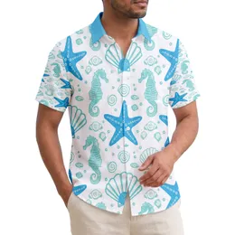 Vibrant Starfish Seahorse Scallop Shells - Ocean Lifestyle Gift for Marine Life Fan Hawaiian Shirt