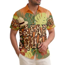 Safari Squad Animal Print Hat Tropical Foliage - Adventure Travel Gift for Explorers Hawaiian Shirt