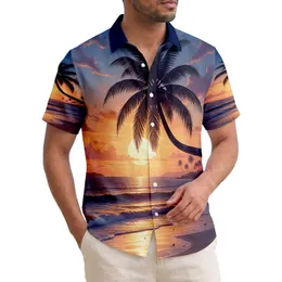 Tropical Sunset Palm Trees Beach Horizon - Tropical Getaway Gift Hawaiian Shirt