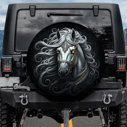 Horse Head Gold Eyes Ornate Celtic Bridle Knotwork - Equestrian Lover Gift Spare Tire Cover