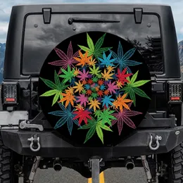 Cannabis Leaves - Everyday Decor Gift for Auto Enthusiast Spare Tire Cover