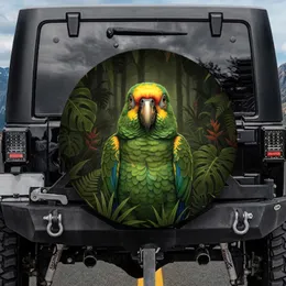 Exotic Amazon Parrot Tropical Jungle Foliage - Wildlife Lover Gift Spare Tire Cover