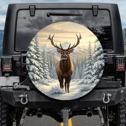 Majestic Bull Elk Snowy Mountain Forest - Wildlife Lover Gift Spare Tire Cover