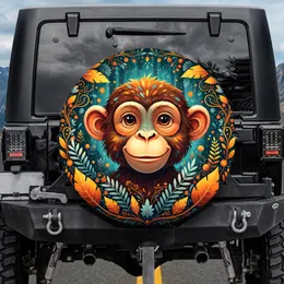 Monkey Face Broad Leaves Feathery Leaves Jungle Vines Berries - Wildlife Lover Gift Spare Tire Cover