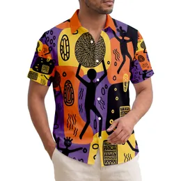 Black Stick Figures Tribal Shapes Primitive Shapes - Home Decor Gift for Art Lovers Hawaiian Shirt