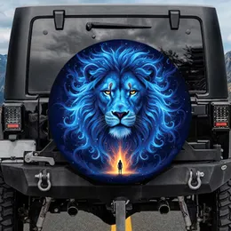 Luminous Lion Head Cosmic Aurora - Wildlife Lover Fantasy Gift Spare Tire Cover