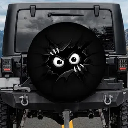 Mischievous Peering Cartoon Eyes Jagged Rip - Halloween Decor Gift Spare Tire Cover