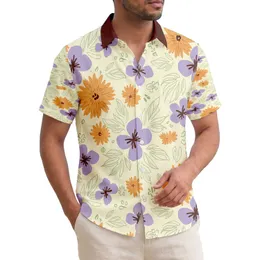 Tropical Lavender Orange Flower Cluster Abstract Leaf Botanical - Everyday Home Decor Gift Hawaiian Shirt