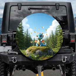 Baby Dragon Moss Rock Butterflies Forest Sky - Fantasy Lover Gift Spare Tire Cover