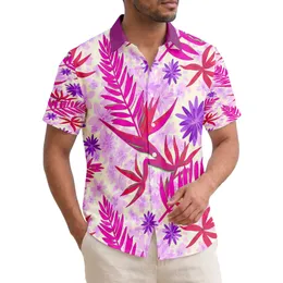 Tropical Magenta Fern Purple Starburst Red Bird-of-Paradise Floral - Home Decor Gift Hawaiian Shirt