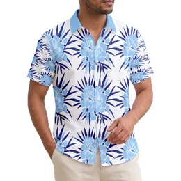 Light Blue Hibiscus Navy Leaves Tropical Arrangement - Home Decor Gift Hawaiian Shirt