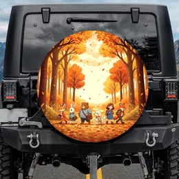 Animal Procession Autumn Forest Path - Autumn Journey Home Decor Gift Spare Tire Cover