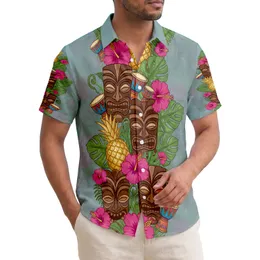 Tiki Masks Pineapple Hibiscus Monstera Ferns Bongo Drums Palm Trees - Vacation Essentials Hawaiian Shirt