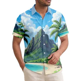 Majestic Mountain Palm Trees Beach Ocean Vista - Tropical Getaway Gift Hawaiian Shirt