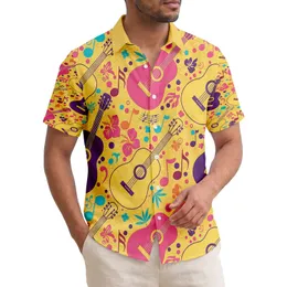 Acoustic Guitars Music Notes Scattered Dots - Music Lover Gift for Musicians Hawaiian Shirt