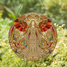 Angelic Figure Golden Gown Wings Lead Lines Celestial Clouds - Spiritual Home Decor Gift Stained Glass Suncatcher